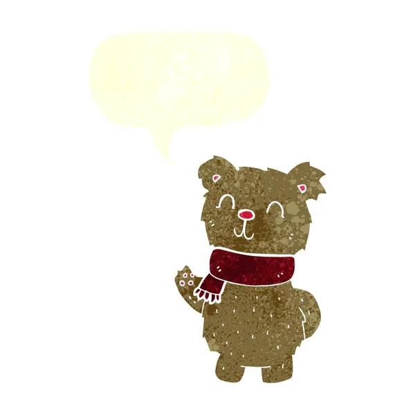 Urso Pelúcia Acenando Desenhos Animados Com Bolha Fala — Vetor de Stock