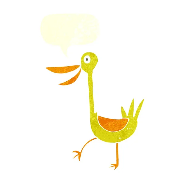 Drôle Canard Dessin Animé Avec Bulle Parole — Image vectorielle