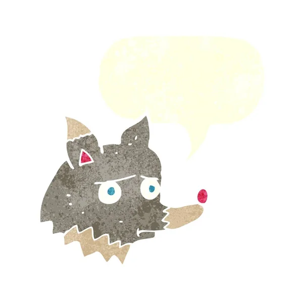 Karikatur Unglücklicher Wolf Mit Sprechblase — Stockvektor