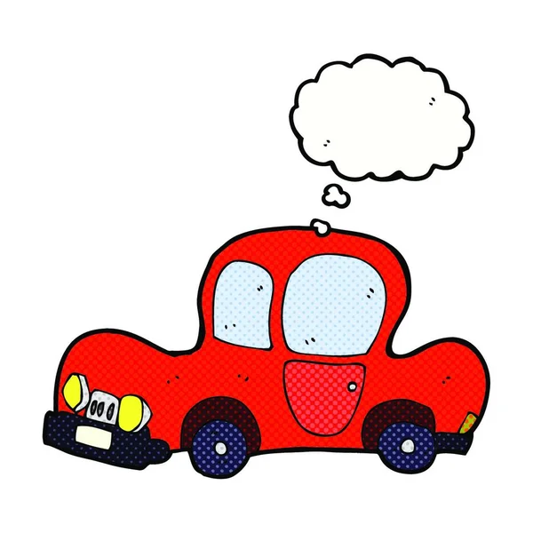 Coche Dibujos Animados Con Burbuja Pensamiento — Vector de stock