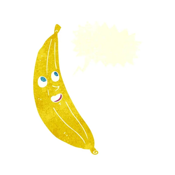 Karikatur Glückliche Banane Mit Sprechblase — Stockvektor