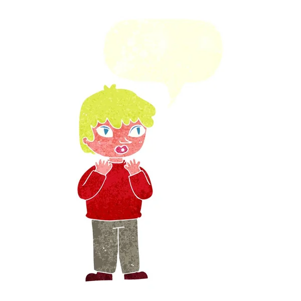 Dibujos Animados Persona Preocupada Con Burbuja Del Habla — Archivo Imágenes Vectoriales