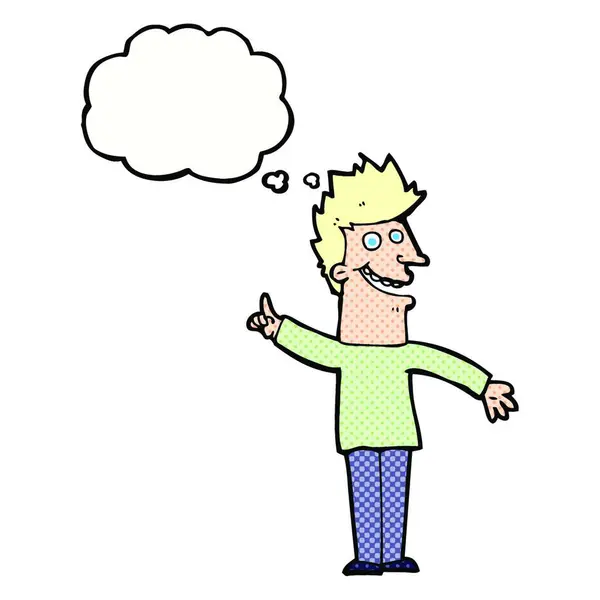 Kartun Pria Bahagia Dengan Pikiran Gelembung - Stok Vektor