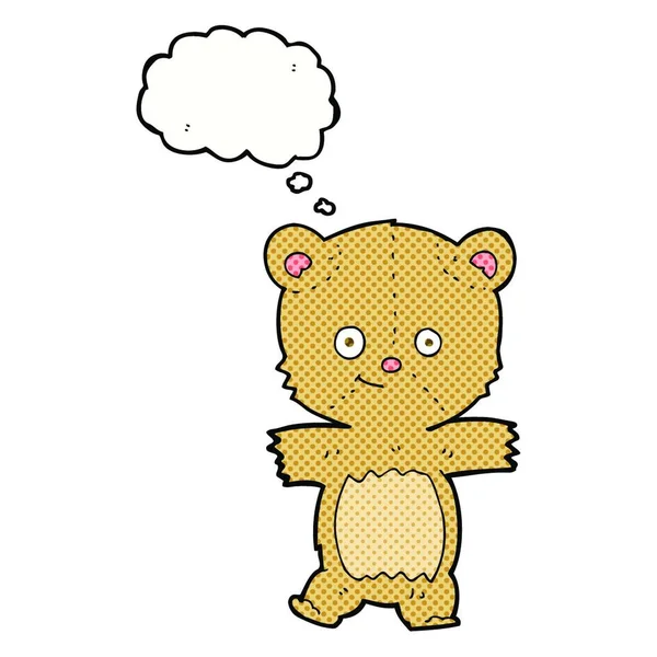 Мультяшний Плюшевий Ведмідь Бульбашкою Думок — стоковий вектор
