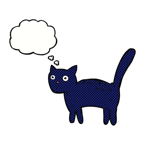 Dibujos Animados Asustado Gato Con Pensamiento Burbuja — Archivo Imágenes Vectoriales