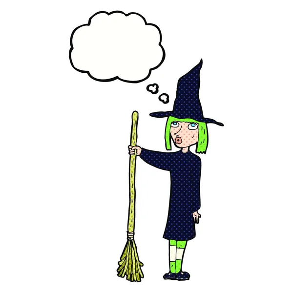 Cartoon Witch Thought Bubble — Stock Vector