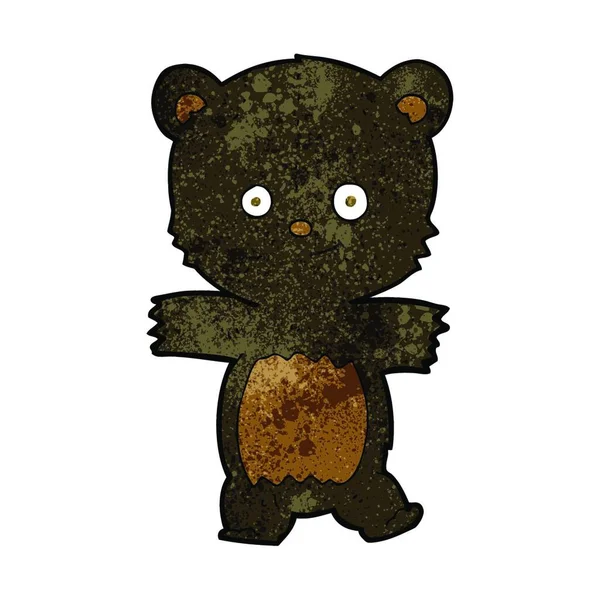 Bonito Cartoon Preto Urso — Vetor de Stock