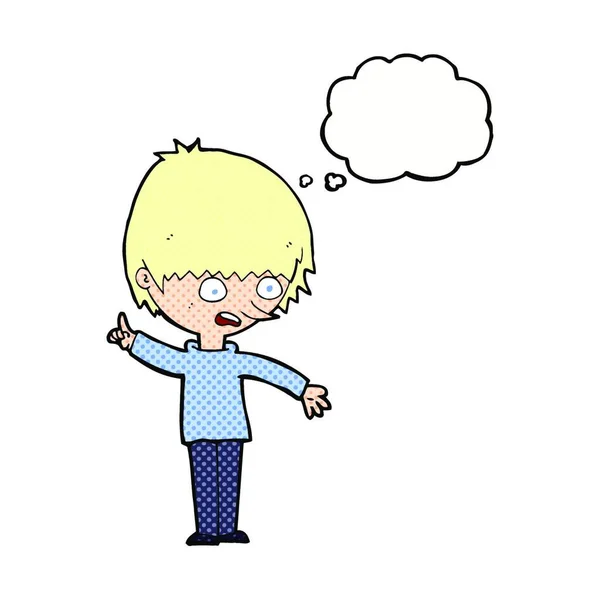 Cartoon Boy Question Thought Bubble — Stock Vector