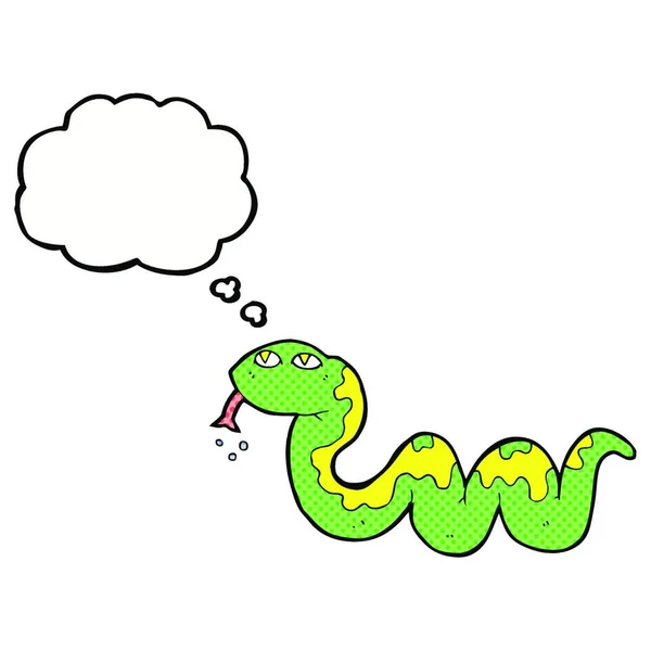 Serpent Dessin Animé Avec Bulle Pensée — Image vectorielle