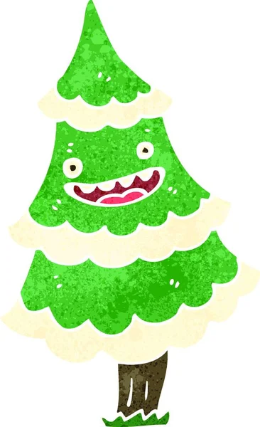Retro Kreslené Vánoční Stromeček — Stockový vektor