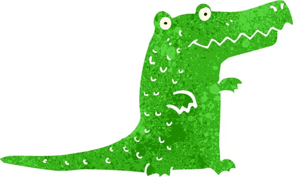 Retro Cartoon Schattig Krokodil — Stockvector