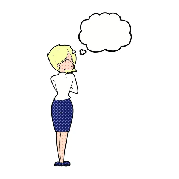 Cartoon Businesswoman Ignoring Thought Bubble — Stock Vector