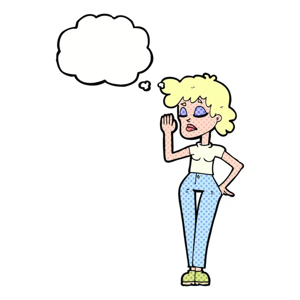 思考バブルを無視した漫画の女性 — ストックベクタ