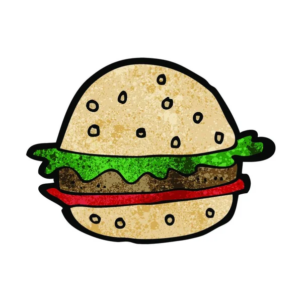 Hamburger Cartone Animato Illustrazione Sfondo Bianco — Vettoriale Stock