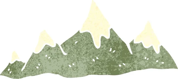 Retro Cartone Animato Montagna Illustrazione Sfondo Bianco — Vettoriale Stock