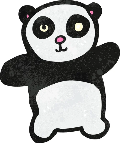 Panda Retro Kartun Ilustrasi Pada Latar Belakang Putih - Stok Vektor