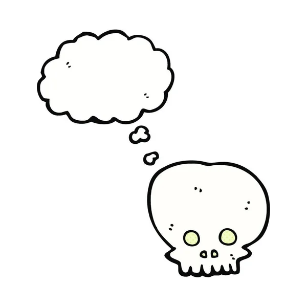 思考バブルと漫画の不気味な頭蓋骨のシンボル — ストックベクタ