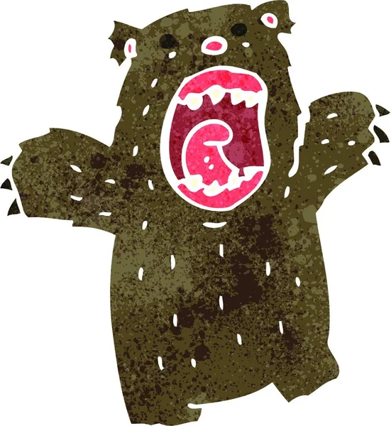 Retro Desenho Animado Rugindo Urso —  Vetores de Stock
