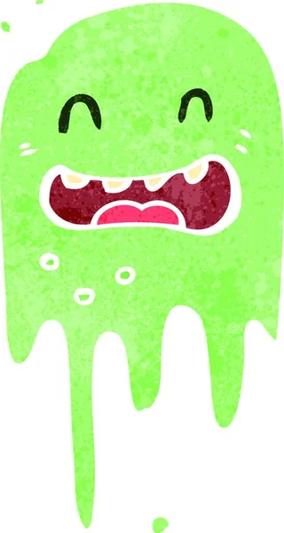 Retro Desenho Animado Fantasma Verde Assustador —  Vetores de Stock