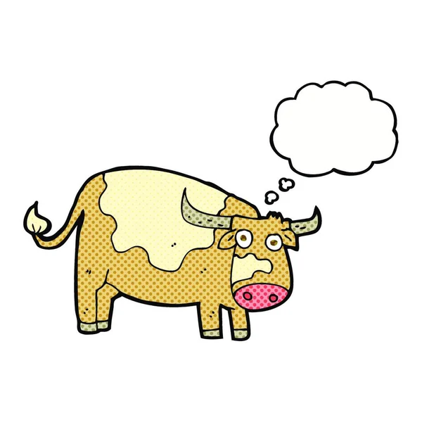 Kreslená Kráva Myšlenkovou Bublinou — Stockový vektor