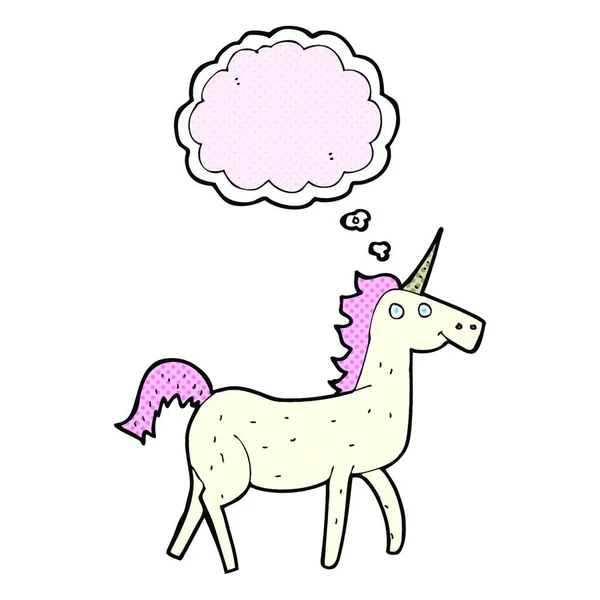 Kartun Unicorn Dengan Pikiran Gelembung - Stok Vektor