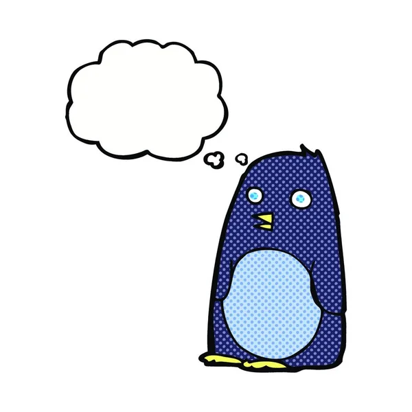 Cartoon Penguin Thought Bubble — Stock Vector