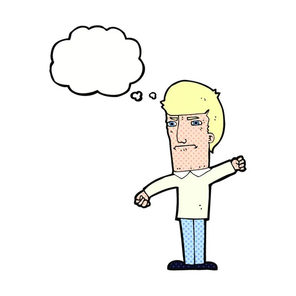 Cartone Animato Uomo Arrabbiato Con Bolla Pensiero — Vettoriale Stock