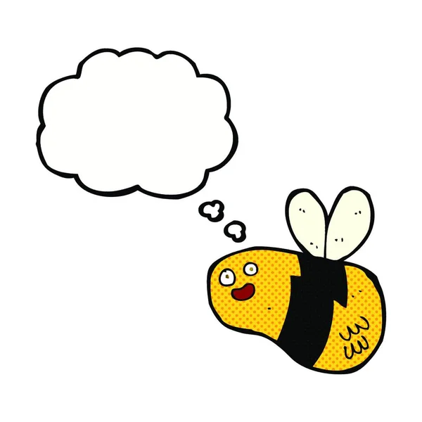 Abeille Dessin Animé Avec Bulle Pensée — Image vectorielle