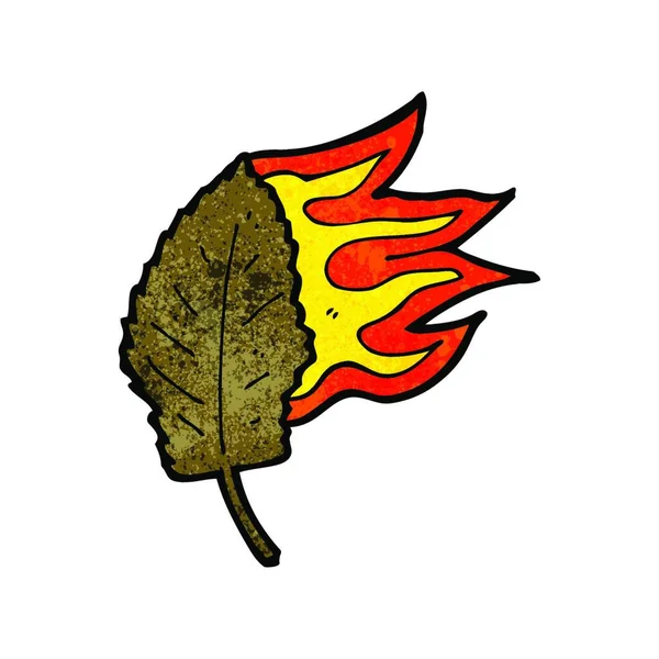 Cartoon Burning Dry Leaf Symbol — Stock Vector