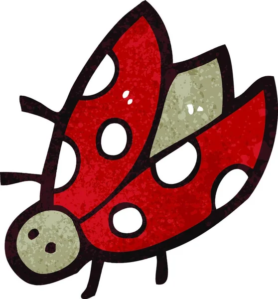 Ретро Мультфильм Ladybug Белом — стоковый вектор