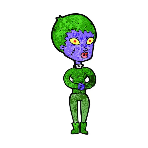 Dessin Animé Zombie Fille Illustration Vectorielle — Image vectorielle