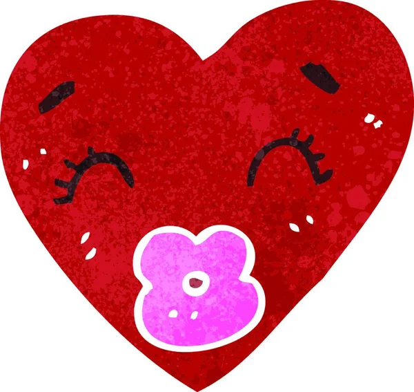 Retro Símbolo Del Corazón Dibujos Animados — Vector de stock