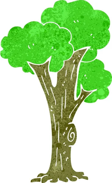 Pohon Kartun Retro Ilustrasi Pada Latar Belakang Putih - Stok Vektor