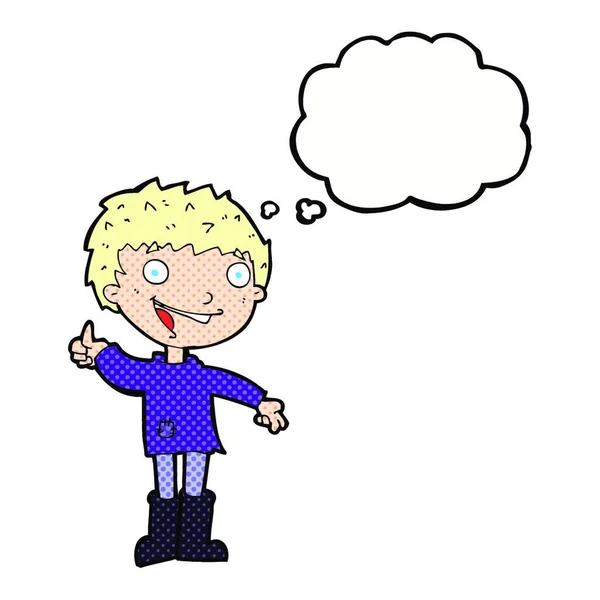 Cartoon Aufgeregter Junge Mit Gedankenblase — Stockvektor