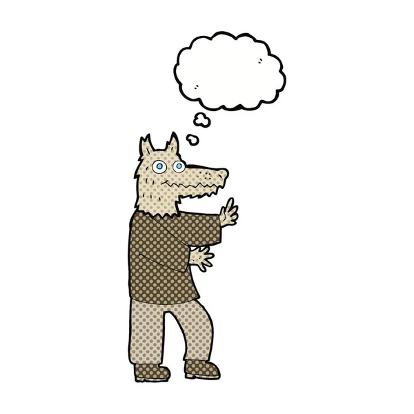 Cartoon Lustiger Werwolf Mit Gedankenblase — Stockvektor
