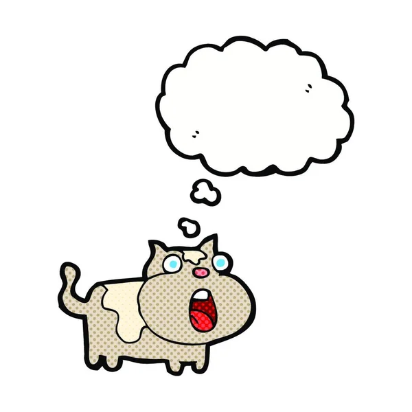 Desenho Animado Gato Chocado Com Bolha Pensamento —  Vetores de Stock