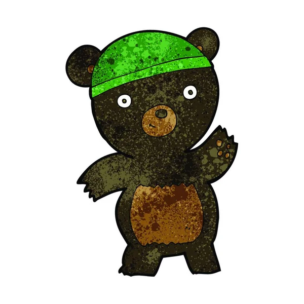 Bonito Cartoon Preto Urso — Vetor de Stock