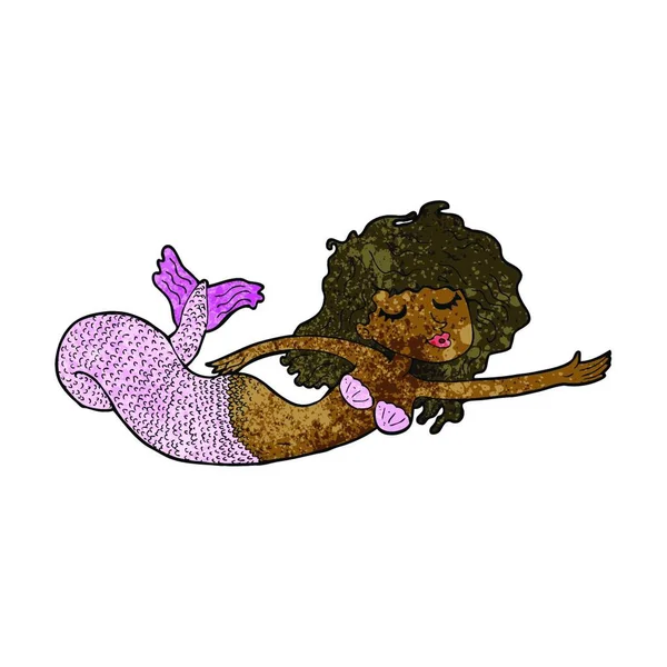 Cartoon Mermaid Illustration White Background — Stock Vector