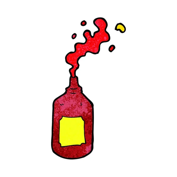 Kartun Menyemprotkan Botol Kecap - Stok Vektor