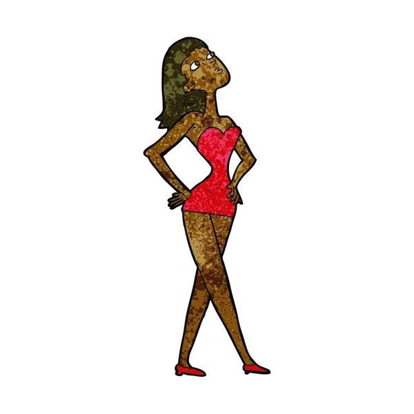 Mujer Dibujos Animados Vestido Fiesta — Vector de stock