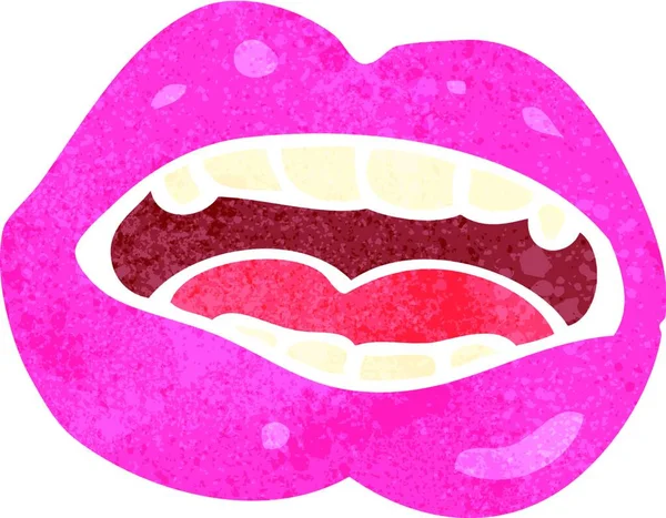 Retro Cartoon Lippen Illustration Auf Weißem Hintergrund — Stockvektor