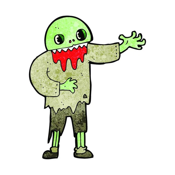 Tecknad Spöklik Zombie Illustration Vit Bakgrund — Stock vektor