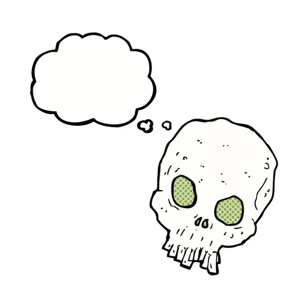 Düşünce Baloncuklu Ürkütücü Kafatası — Stok Vektör