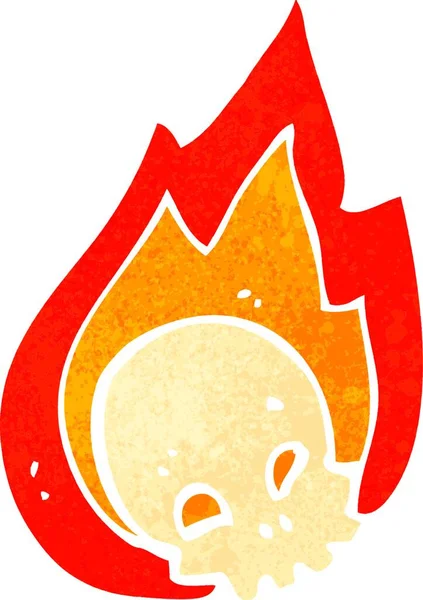 Retro Cartoon Flaming Skull — Stock Vector