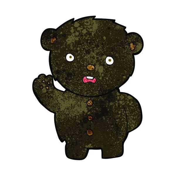 Desenho Animado Infeliz Urso Pelúcia Preto —  Vetores de Stock