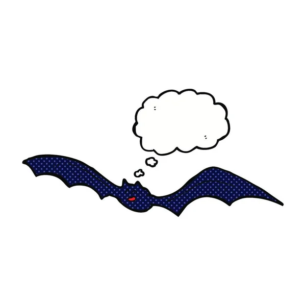 Pipistrello Cartone Animato Con Bolla Pensiero — Vettoriale Stock