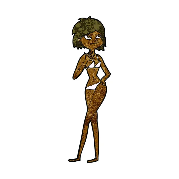 Mujer Dibujos Animados Bikini — Vector de stock