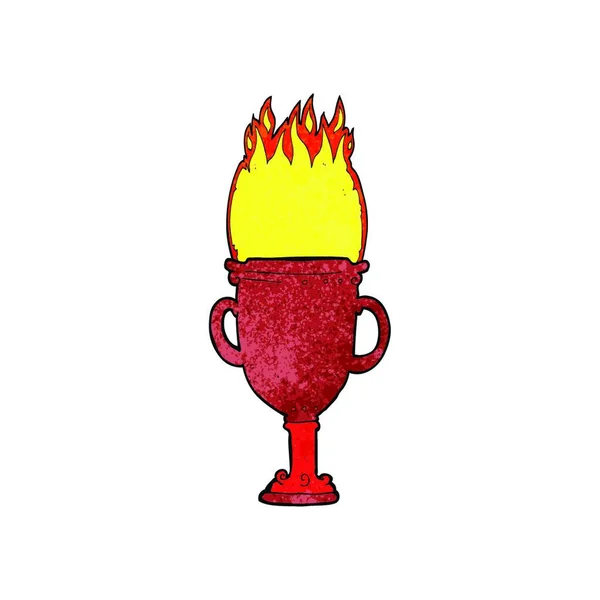 Cartoon Flaming Trophy Illustration White Background — Stock Vector