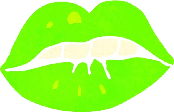 Retro Cartoon Groene Lippen — Stockvector