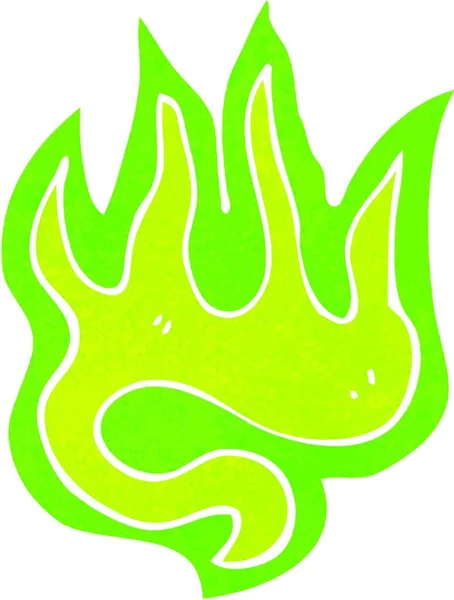 Retro Dibujos Animados Fuego Verde — Archivo Imágenes Vectoriales